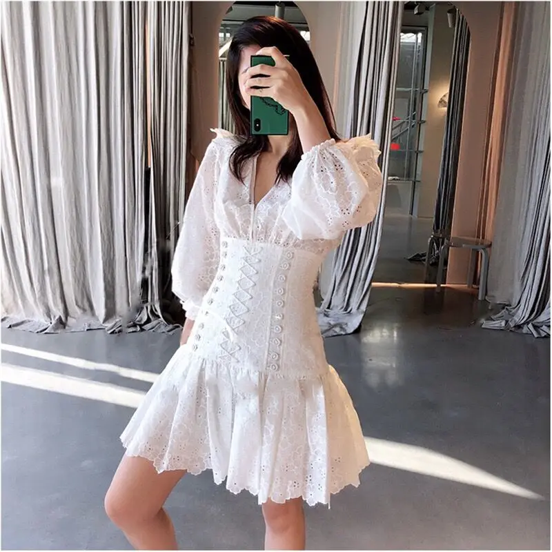 Top Quality Summer Dress Elegant Night CLub Mini Ruffles V Neck Vintage Celebrity Homecoming Party Dresses Women | Женская одежда