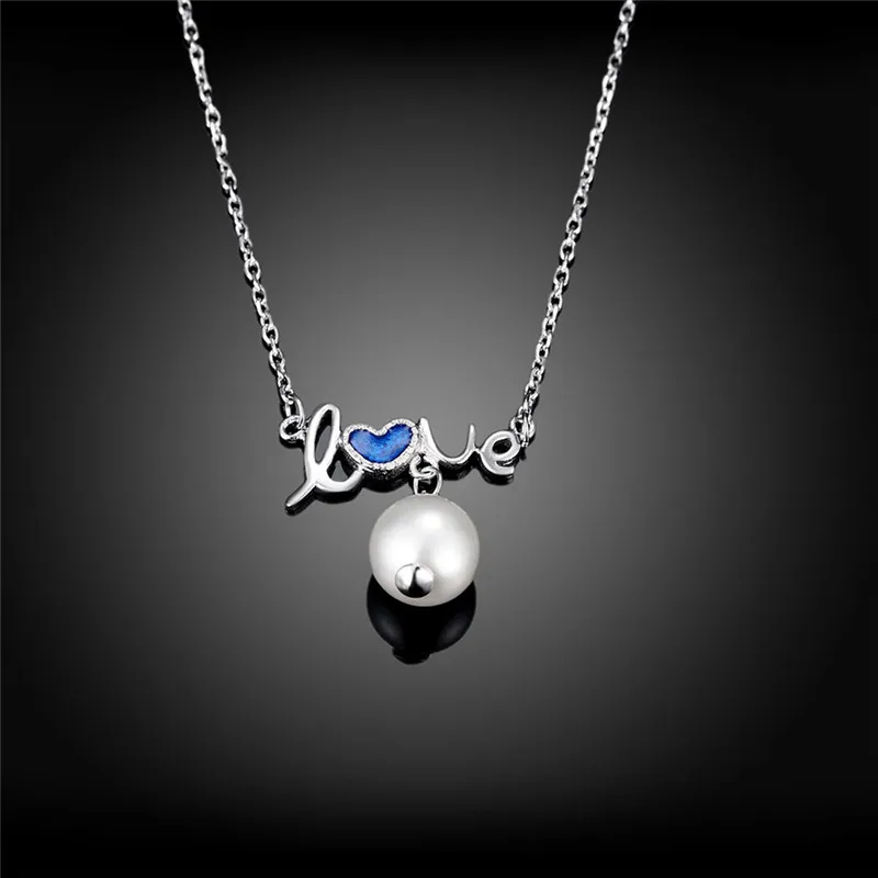 925 стерлингового серебра любовное письмо синий масло капельного Сердце В виде