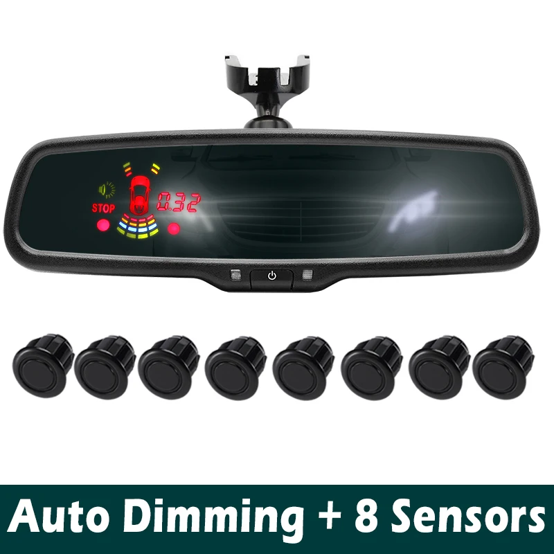 Auto Dimming 8 GreenYi Автоматическое затемнение зеркала монитор с авто парктроник светодиодный датчик парковки 4/8 радар детектор система дисплей - Название цвета: Auto Dimming 8