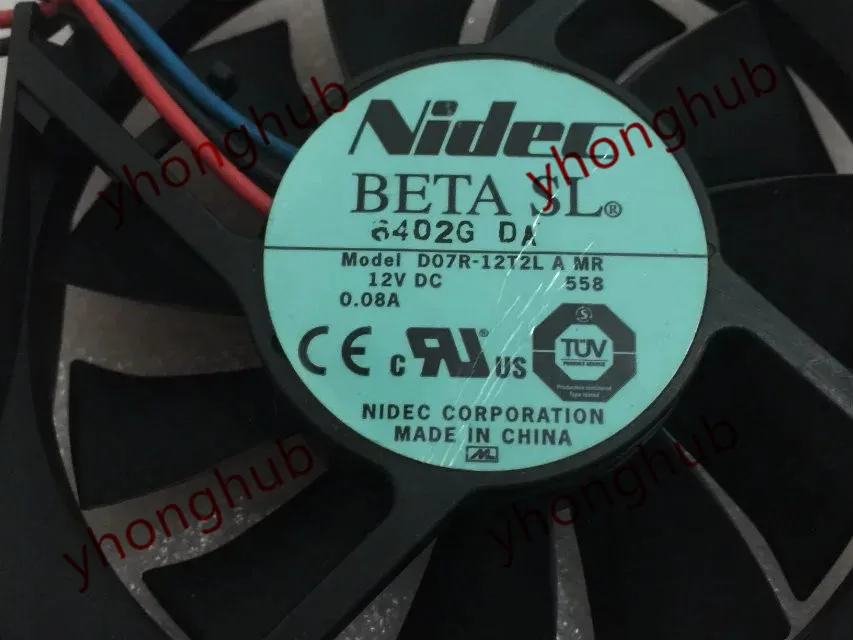 Вентилятор охлаждения сервера Nidec D07R 12T2L A MR DC 12V 0.08A 70x70x15 мм|square fan|server fandc fan 12v |