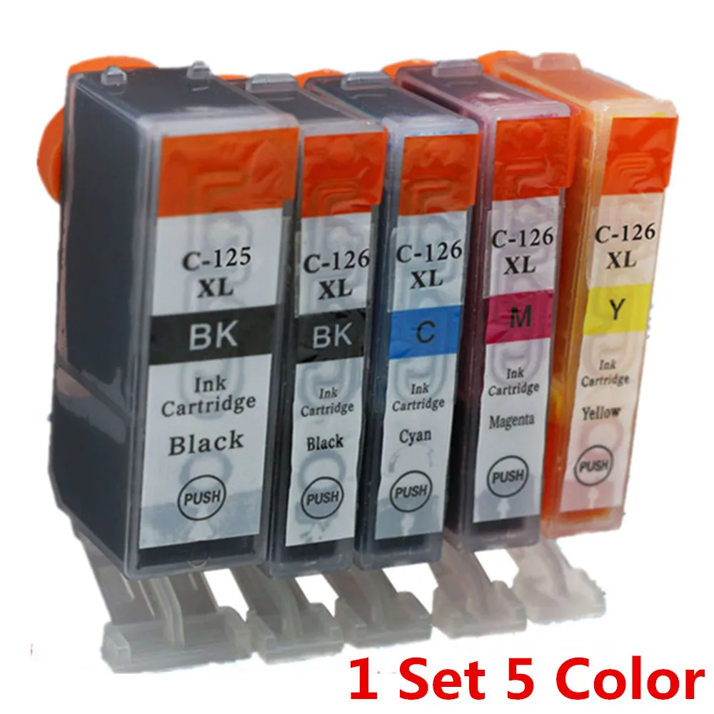 Замена PGI-125 CLI-126 PGI-125XL PGI 125 125XL PGI125 PGI125XL чернильные картриджи для Canon Pixma MG6110 MG6210 - Цвет: 1 Set 5 Color