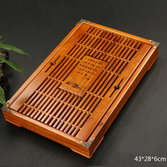 

Solid wood tea tray Drainage water storage kung fu tea set Drawer tea room board table Chinese tea room ceremony tools
