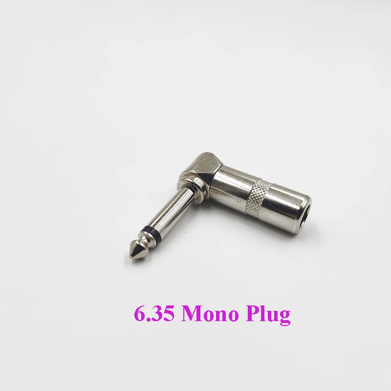 

4pcs 6.35 Mono Sophomore Core Jack 6.35mm Amplifier Plug 6.5 90 Degrees Audio Connector TRS Plugs