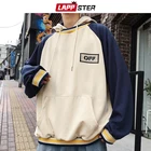 Свитшот LAPPSTER мужской в стиле пэчворк, уличная одежда в стиле Харадзюку, корейское модное худи с капюшоном в стиле хип-хоп, винтажный Повседневный худи, 2021
