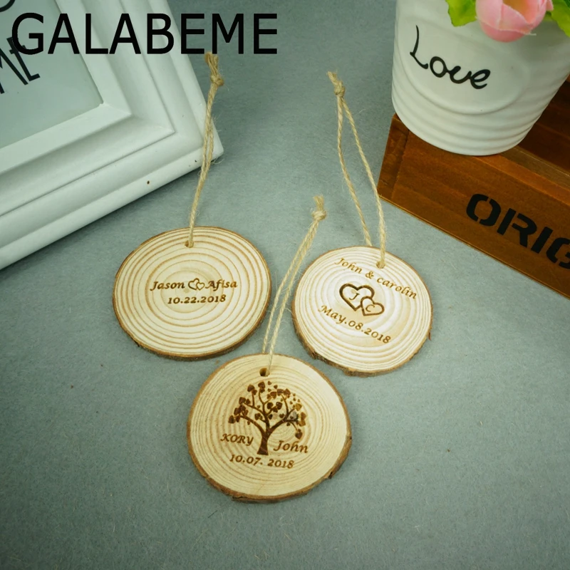 Galabeme 5 см пользовательские персонализированные даты и имя деревянная бирка с