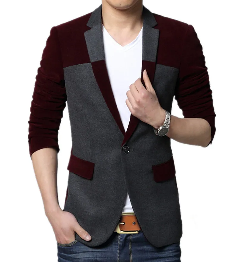 Блейзер LANBAOSI мужской на одной пуговице повседневный приталенный вельветовый