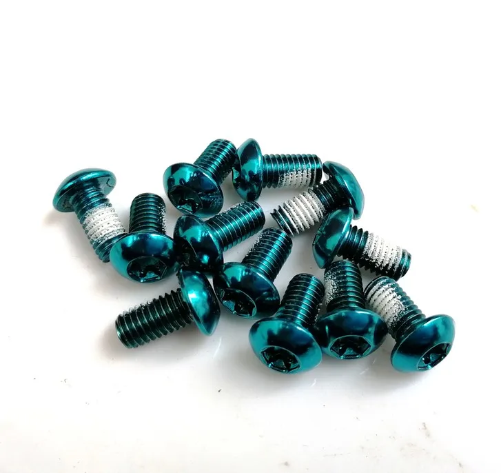 Blue 12 шт/карта горный велосипед Цветной дисковый винт MTB велосипед 6 отверстий диск Brack ротор T25 винт M5* 10 мм/0,39 дюйма - Цвет: Blue