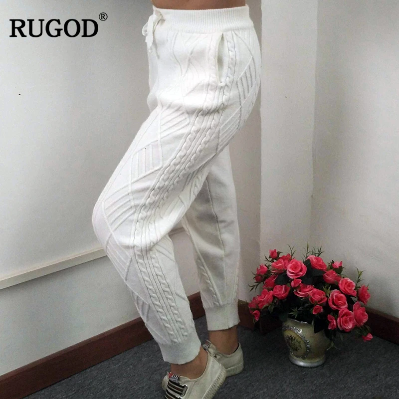 Женские брюки на шнуровке RUGOD однотонные мягкие свободные с эластичным поясом
