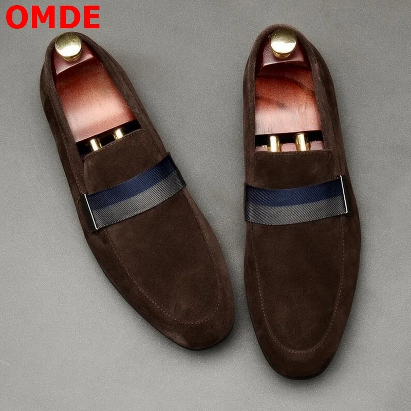 OMDE Новинка модная мужская обувь ручной работы без застежки кожаные дышащие
