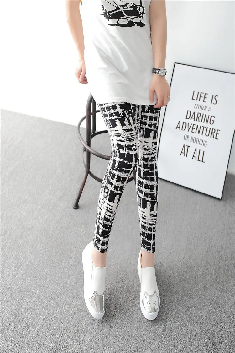 Flower Printed Leggings Sexy Women Lady Slim High Elastic Cotton Pants Multiple - Цвет: 1