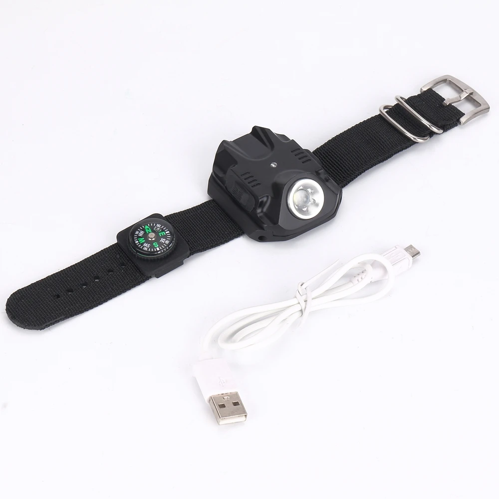 M2211 часы перезаряжаемый портативный фонарик CREE R2 светодиодные наручные USB