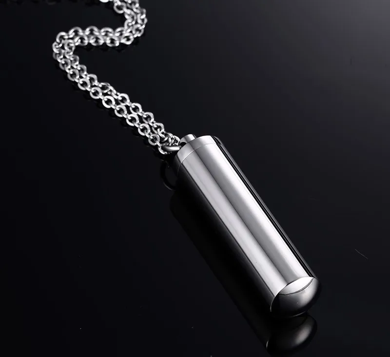 

VNOX Stainless Steel Unisex Pill Case Ash Holder Cylinder Necklaces & Pendants Free Chain 24"