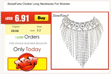 StoneFans Fashion Collar Jewelry Silver Color Bride Rhinestone Tie Accessories Wedding Necklace Jewellery Statement Necklaces