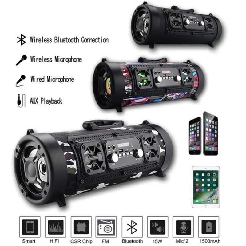 Hi-Fi портативный Bluetooth динамик FM радио блоки беспроводной 3D объемный звук стерео открытый динамик USB AUX TF карта для телефона ПК