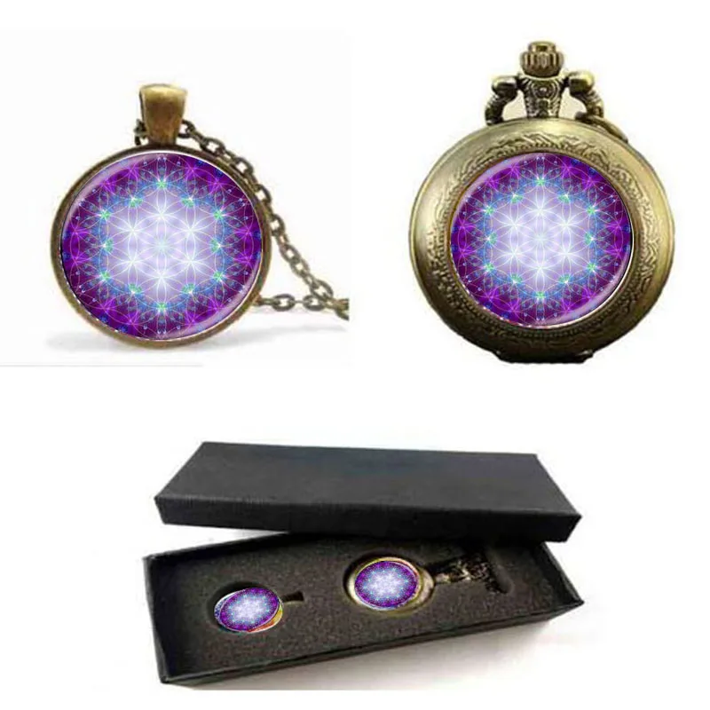 

henna yoga necklaces jewelry om symbol buddhism zen glass bloom mandala lotus necklace & pendant pocket watch with free box