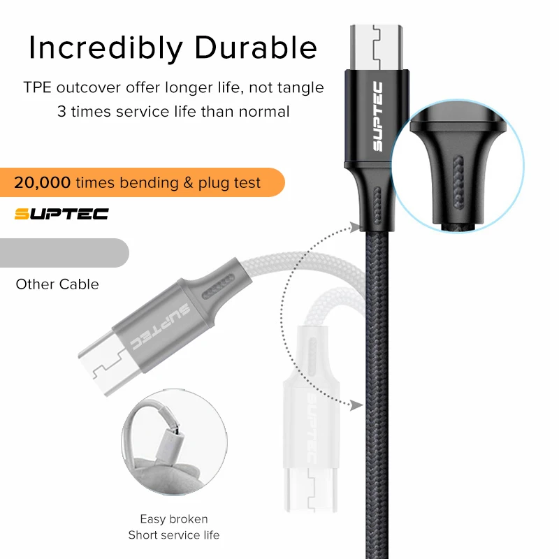 Кабель SUPTEC Micro USB для быстрой зарядки и передачи данных Android Samsung Xiaomi Huawei Honor |