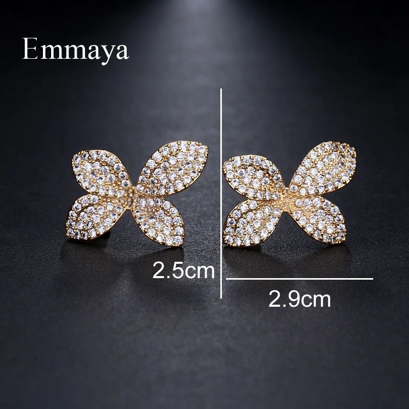 Серьги Emmaya женские модные оригинальные растения AAA белый кубический цирконий