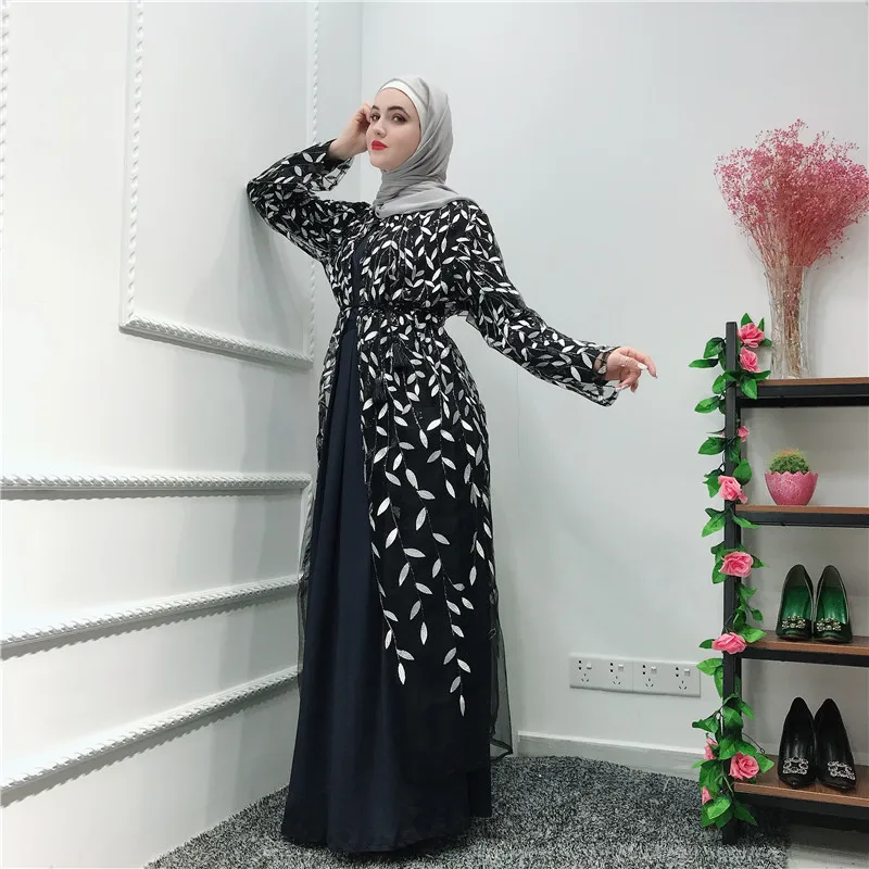 Женское длинное платье-кимоно Abaya черное бежевое розовое серое | Тематическая