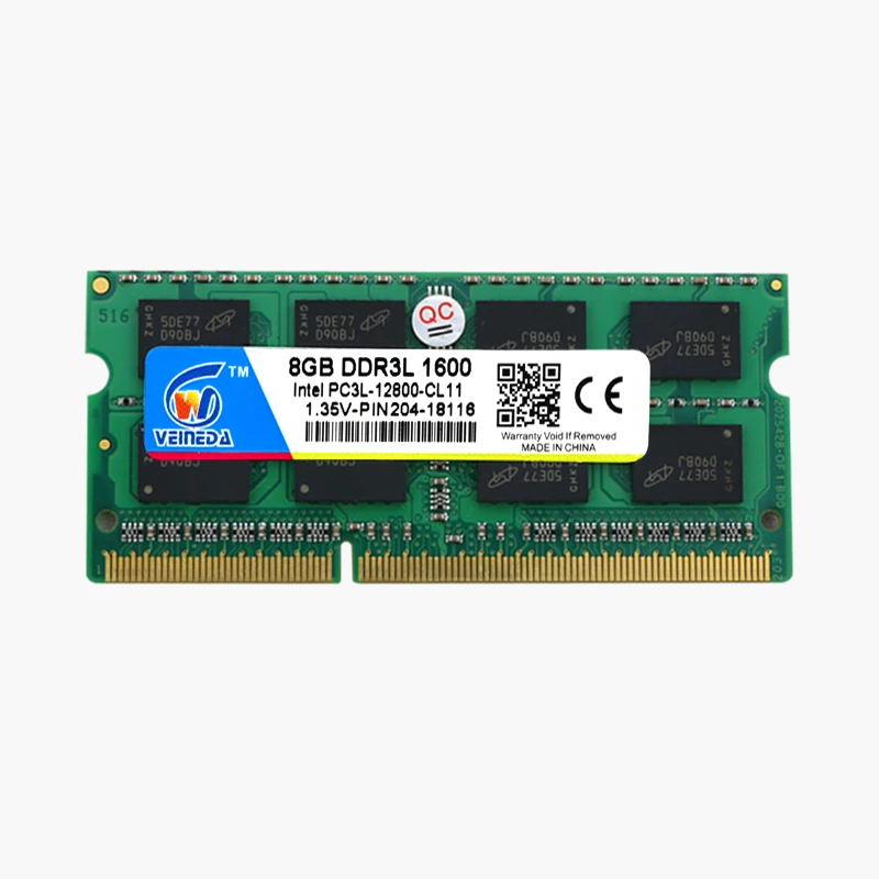 VEINEDA ноутбук Память DDR3L 4 ГБ 8 1600 PC3L 12800 204PIN 1333 PC3 10600 Sodimm Ram Поддержка Intel ddr 3