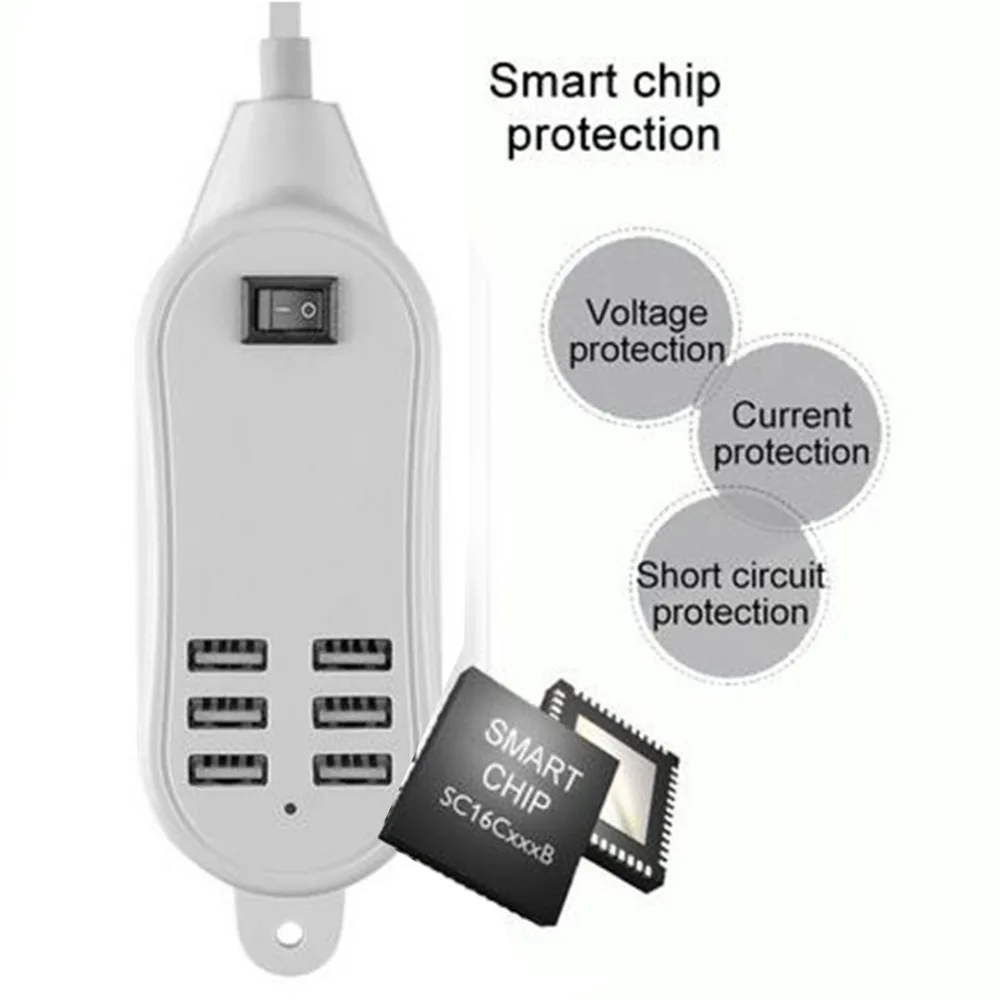 Сетевое зарядное устройство Etmakit с 6 USB портами Настольная розетка