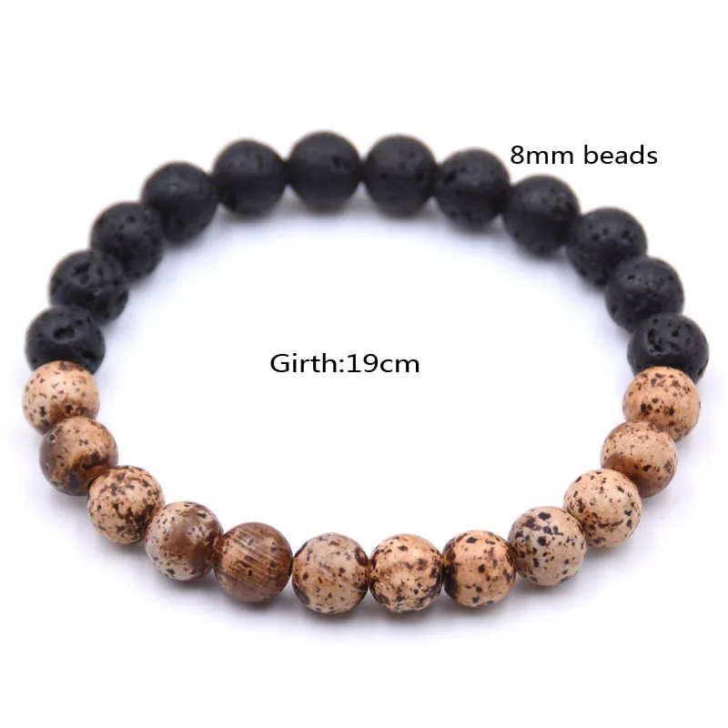 Fashion Double color Natural stone 8mm beads Bracelet men high quality Round Chain Bracelets For Women&ampMen pulseras | Украшения и