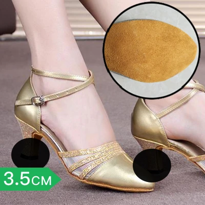 Gold3.5 L8c/высокая стоимость; Обувь для бальных танцев; кроссовки; обувь для латинских танцев; женские импортные атласные Мягкие Туфли-оксфорды; износостойкая подошва - Цвет: Gold3.5