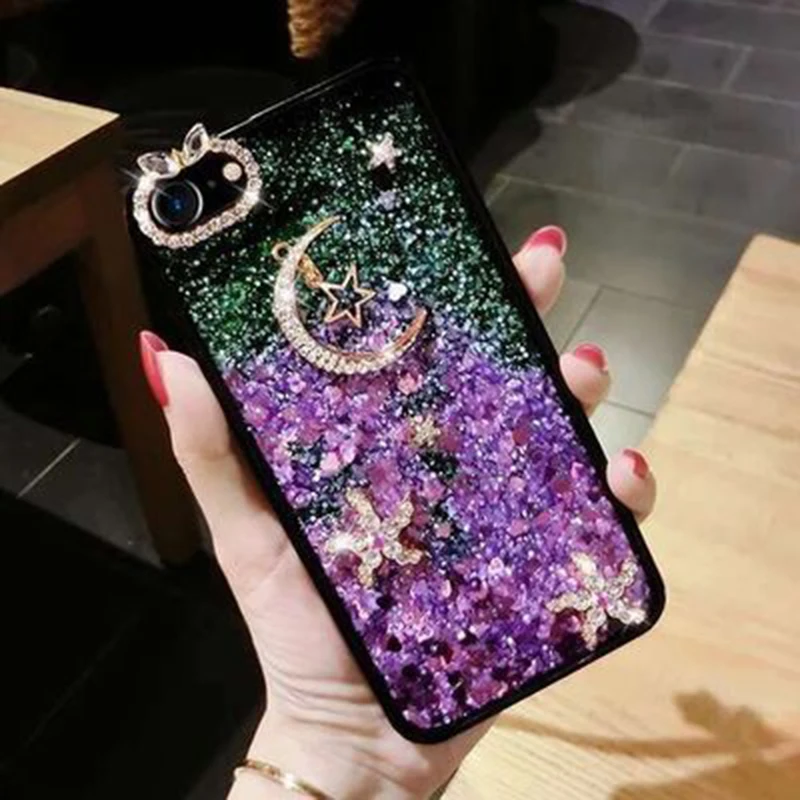 Чехол FlyTo для IPhone 7 8 Plus чехол со стразами с зыбучим песком телефона 6 6S 5 флип-чехол X