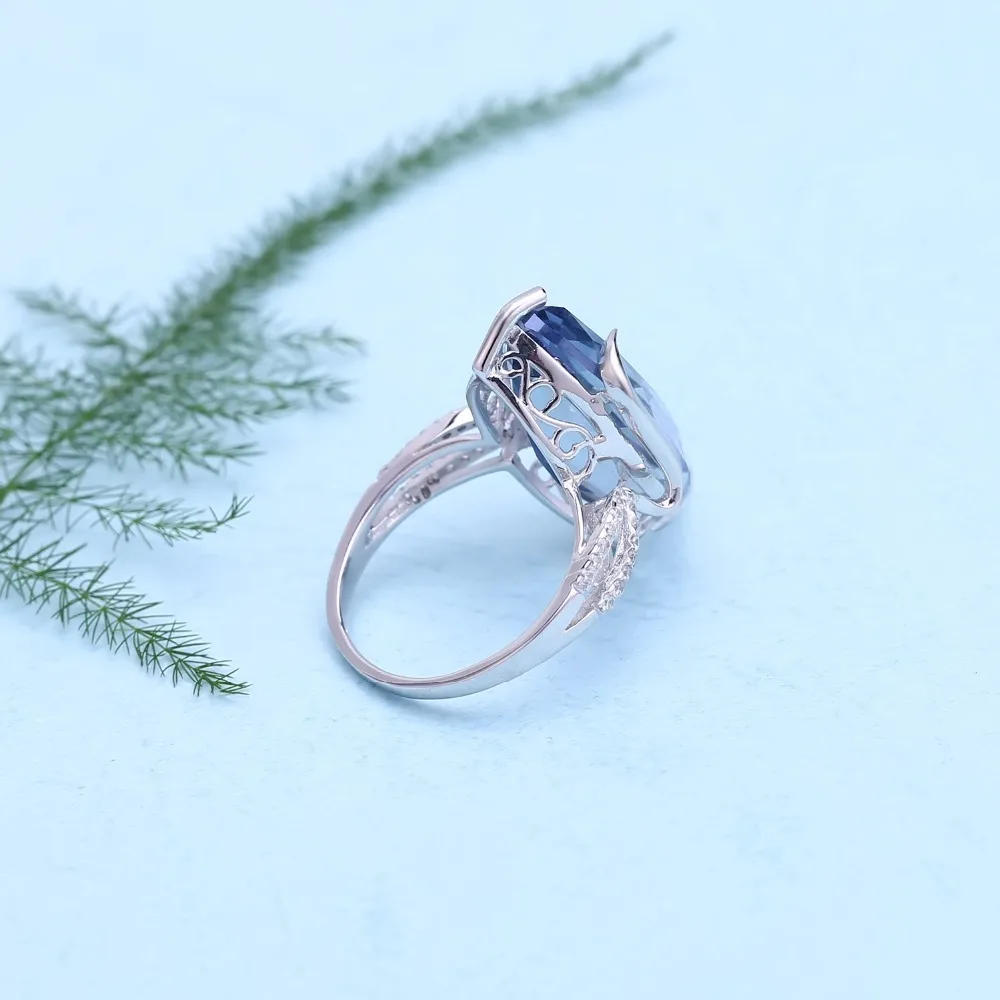 Gem's Ballet 925 Sterling Silver Gemstone Cocktail Ring 12.31Ct Natural Iolite Blue Mystic Quartz Rings For Woman Fine Jewelry |