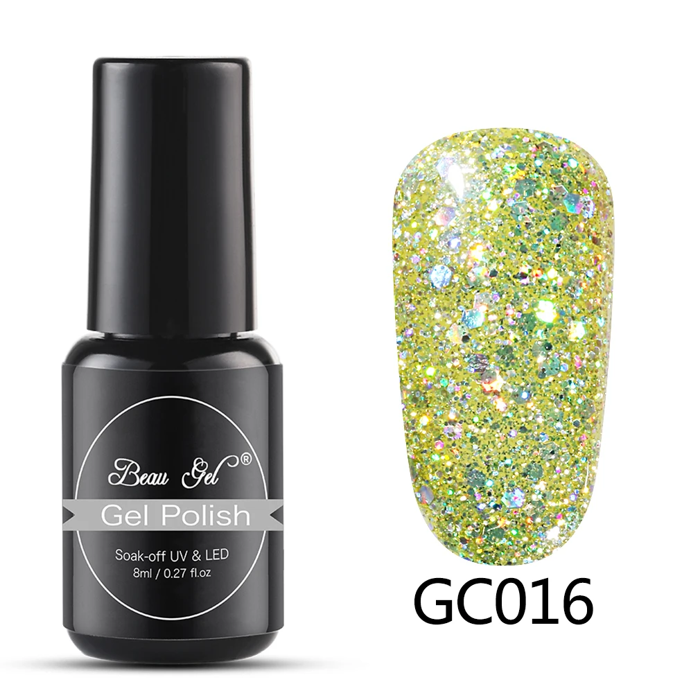 GC016 Beau гель 8 мл Bling Блестящий Гель-лак для ногтей замачиваемый УФ светодиодный блестящий гель с блестками маникюрный лак Полупостоянный Алмазный Гель-лак - Цвет: GC016
