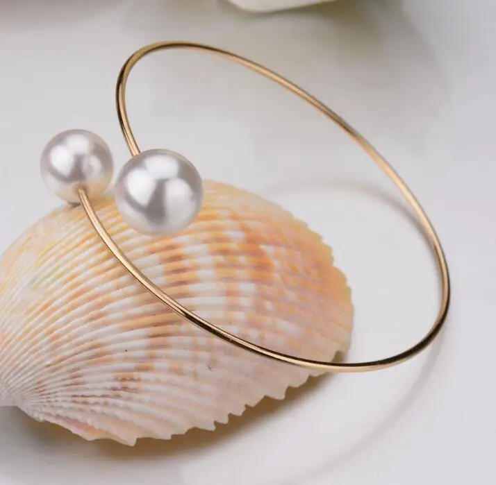 Женский браслет на запястье Простой Двойной Искусственный Жемчужный шар с