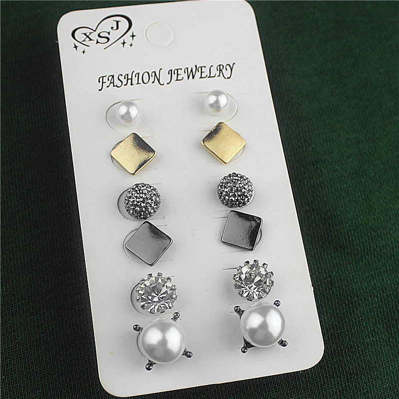 New fashion gorgeous women's jewelry girl's birthday party beautiful mash-up type 6 pairs/set earring earrings agent shipping |