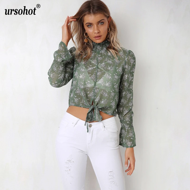 Ursohot модная женская одежда с цветочным принтом шифоновая блузка богемный