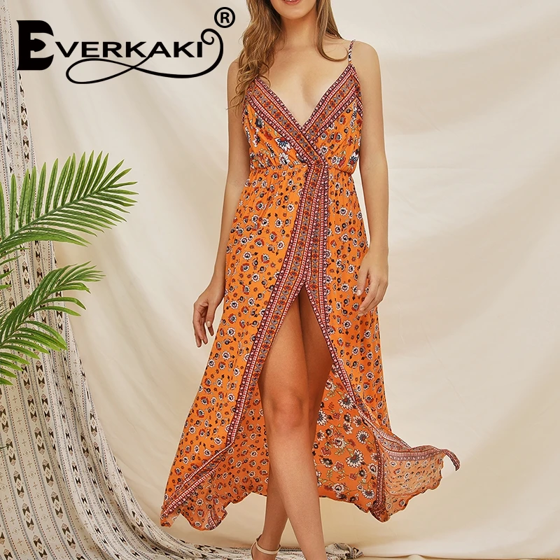 Everkaki/2019 сексуальное летнее женское платье комбинация с v образным вырезом