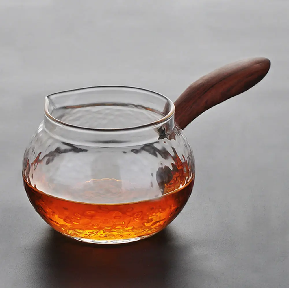 

Rosewood Side-handle Glass Cha Hai Gongfu Tea Serving Pitcher Fair Cup 220ml