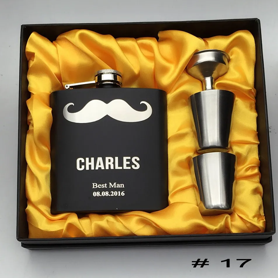 Колба из нержавеющей стали черная с гравировкой 6 унций 1 комплект|steel gifts|gift ideas