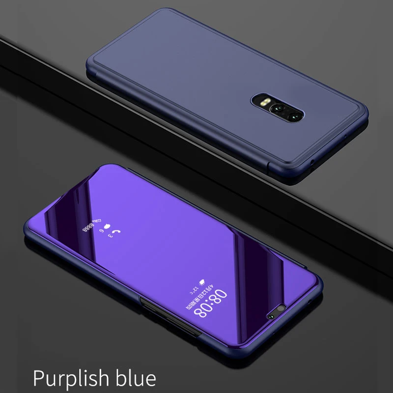 Умный зеркальный чехол для флип-кожи для OnePlus 6 6 T One Plus 6 6 T OnePlus6 OnePlus6T 6 6 T HD противоударный чехол-подставка - Цвет: PBlue