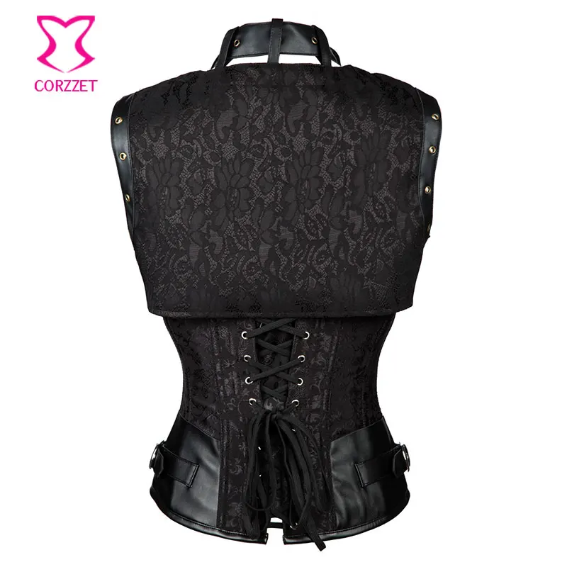 Корсет в стиле стимпанк винтажный Коричневый корсет со стальными костями