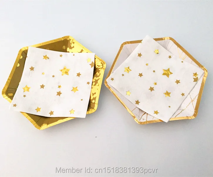 Бесплатная доставка 100 шт. бумажные салфетки из золотой фольги со звездами