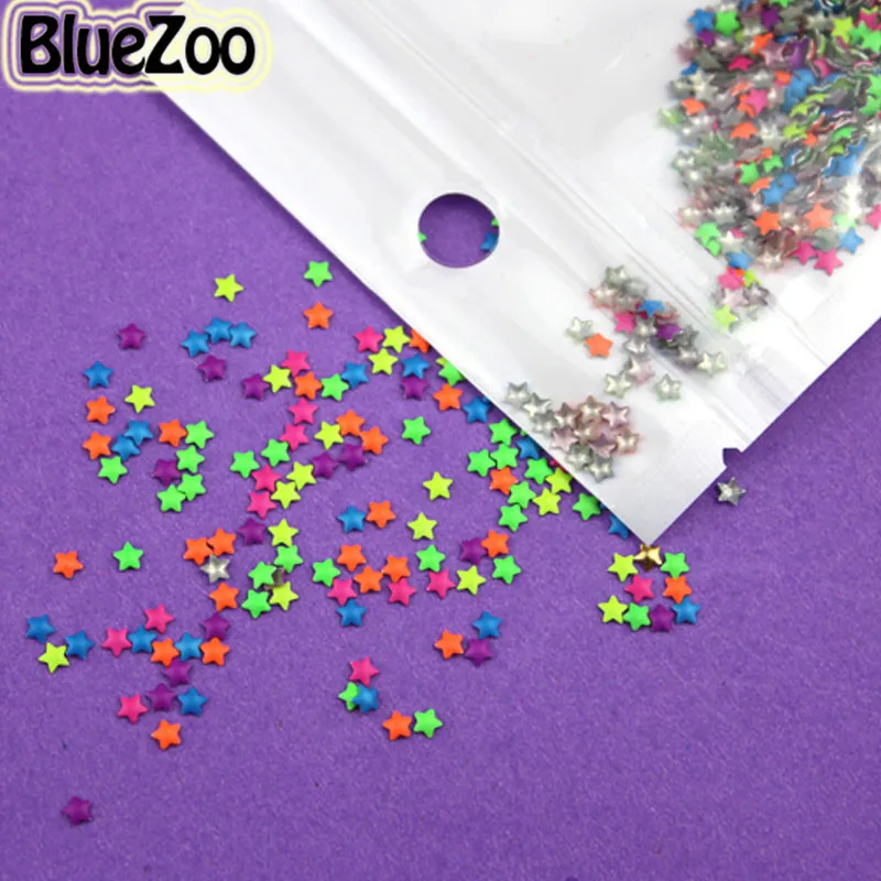 BlueZoo 1000 шт 3D наклейки красочный Неон круглые Квадратные Заклепки в виде звезд