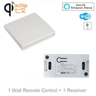 QIACHIP Wifi беспроводной RF 433 МГц 1CH AC 110 В 220 В модуль приемника + 86 настенных ламп, переключатель дистанционного управления, работает с Amazon Alexa