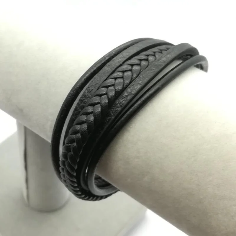 Многослойный Плетеный браслет ручной работы из натуральной кожи | Украшения и