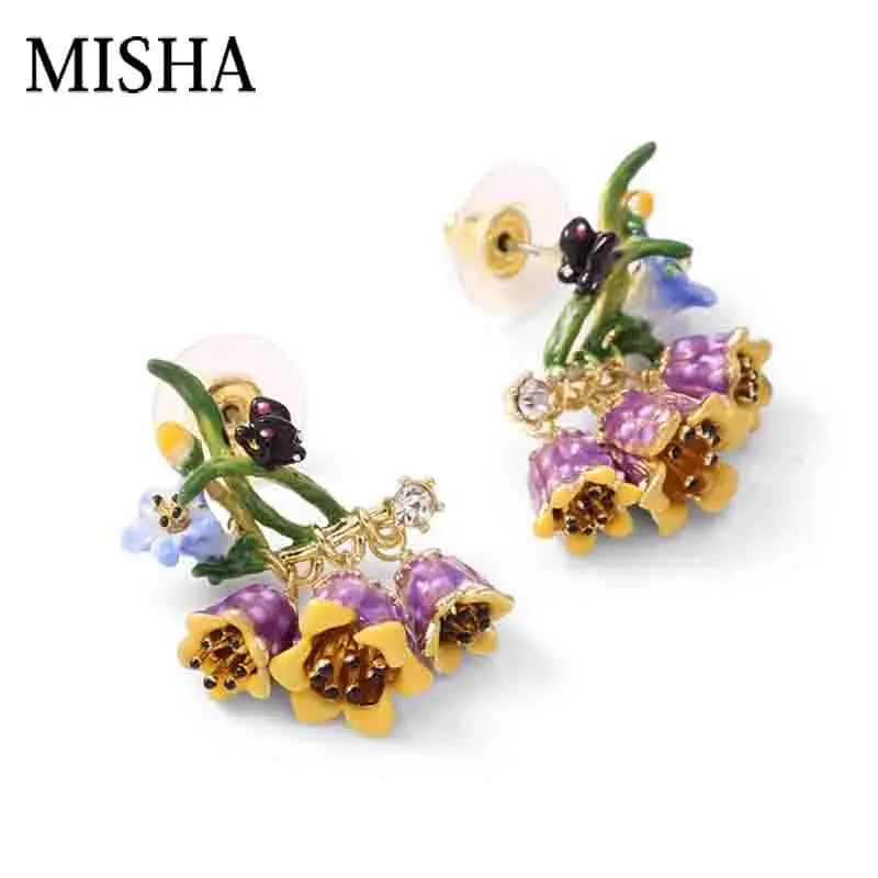 Серьги подвески MISHA женские серьги гвоздики с эмалированной Глазурью Ручной