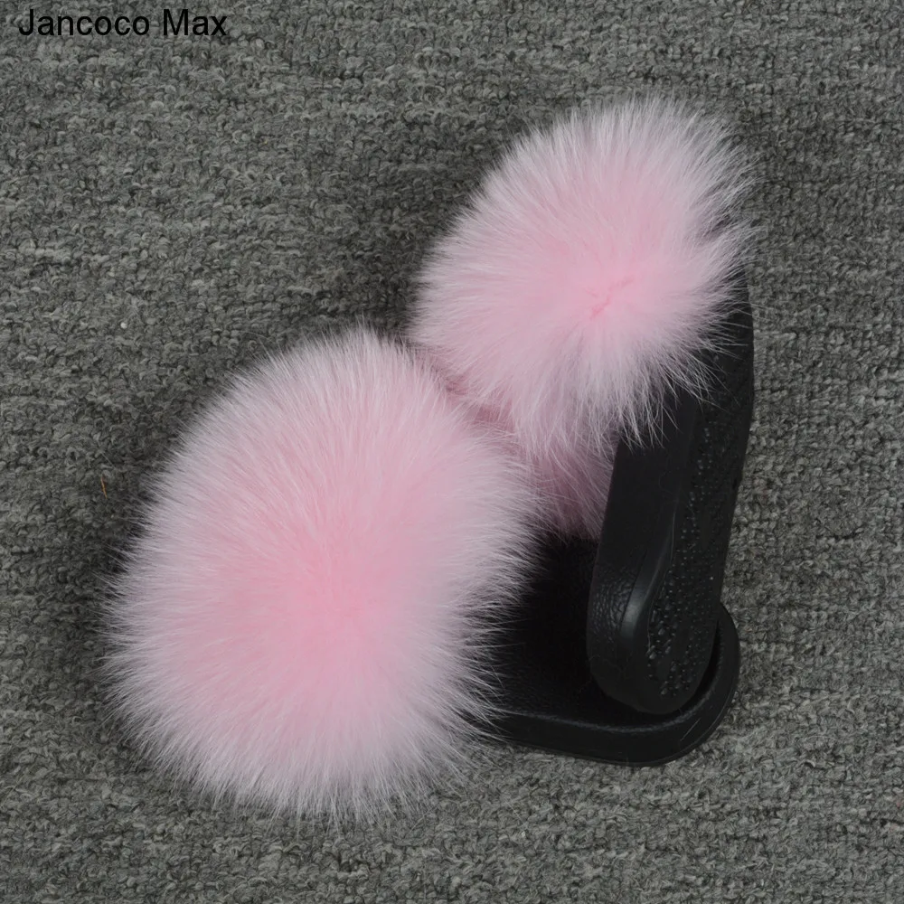 Тапочки для девочек Jancoco Max шлепанцы из натурального меха лисы на весну и лето S60