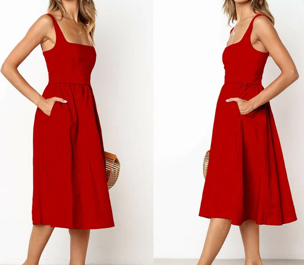 Hot Sale 2019 Women Summer Ladies Sexy Comfy Bandage Strappy Sleeveless Solid Evening Party Beach Dress Sundress | Женская одежда