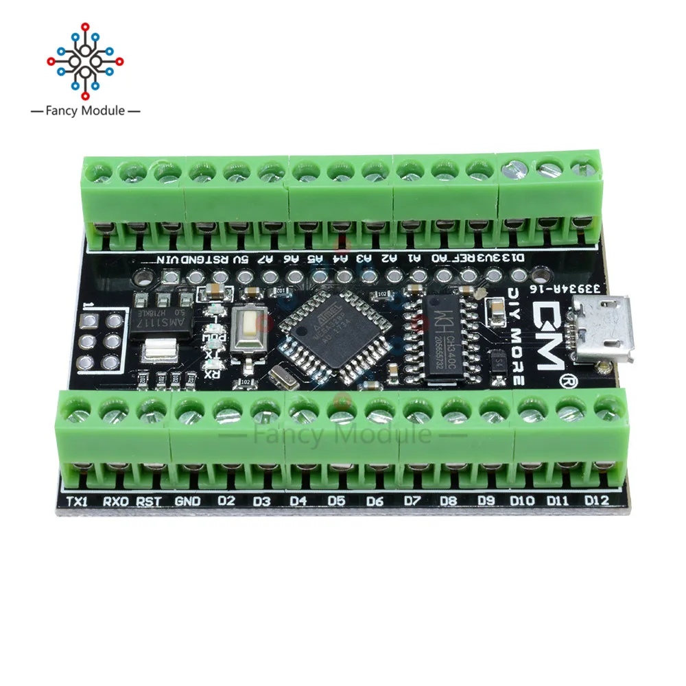 Плата расширения Atmega328P Nano 3 0 CH340 USB + терминальный адаптер 2 в 1 для Arduino (комплект