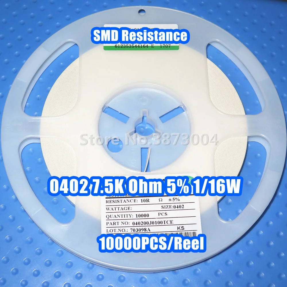 

1 Катушка 0402 7,5 k 7,5 K Ohm 5% 1/16W SMD сопротивление 10000 шт/катушка