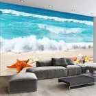Пользовательские 3D обои, морской пляж, спрей, морская звезда, раковина, фото, стена, ткань, гостиная, дети, спальня, Papel De Parede