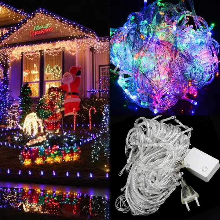 Новинка 200 Мерцающие светодиодные Рождественские огни 20 м Светодиодная