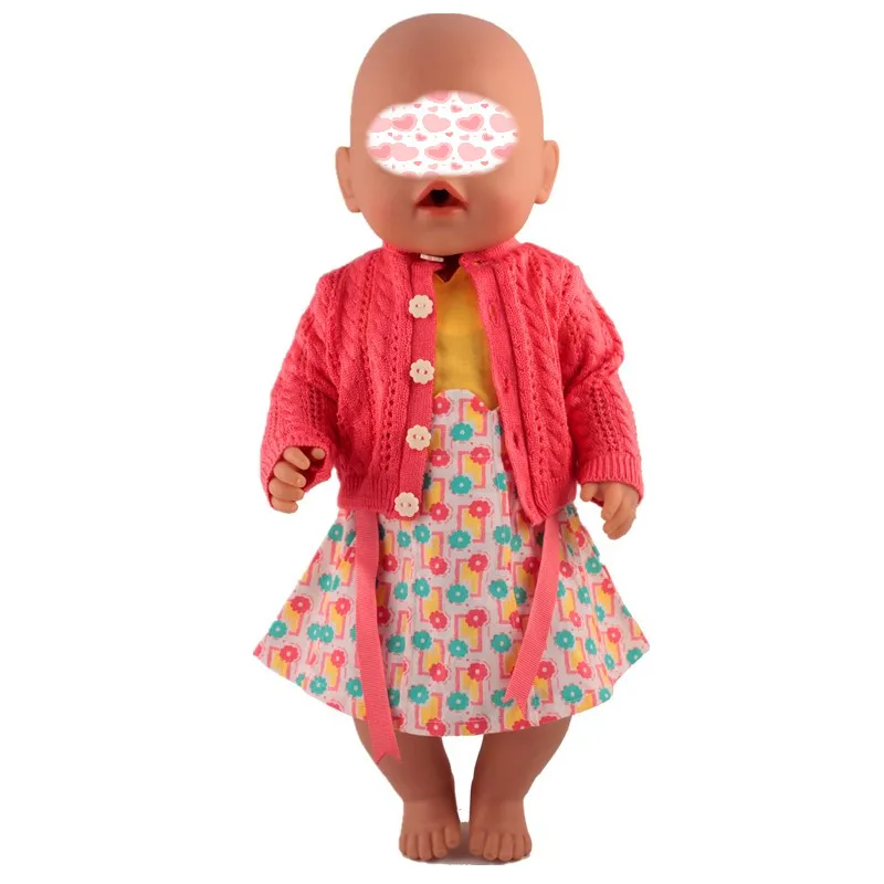 Одежда для кукол подходит 43 см кукла вязаный свитер пуговицы с подходящим желтым