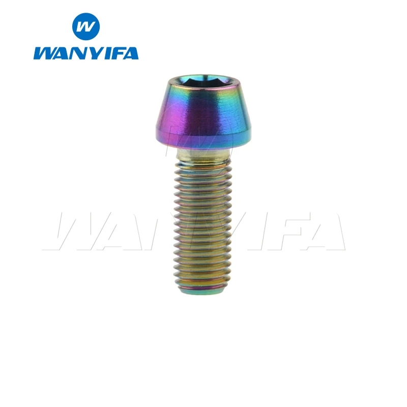 M6x15 Rainbow Wanyifa M6x10 15, 16, 18, 20, 25 30 35, 40 45 50 55 60 65 мм конусная головка Винт С Титановым болтом для Велосипедный дисковый тормоз - Цвет: M6x15 Rainbow